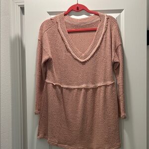Pink V-Neck Knit Sweater
